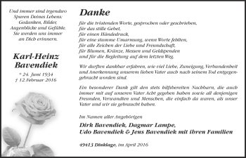 Anzeige von Karl-Heinz Bavendiek von OM-Medien