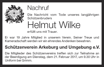 Anzeige von Helmut Wilke von OM-Medien