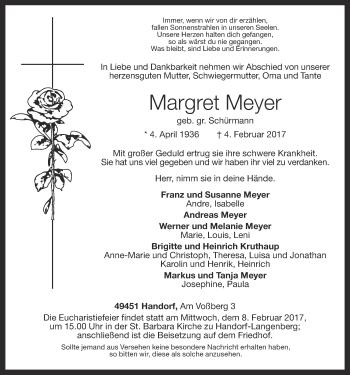 Anzeige von Margret Meyer von OM-Medien