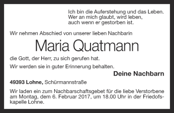 Anzeige von Maria Quatmann von OM-Medien