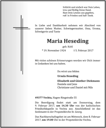 Anzeige von Maria Heseding von OM-Medien