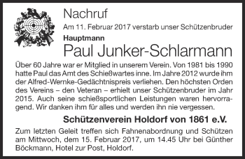 Anzeige von Paul Junker-Schlarmann von OM-Medien