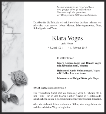 Anzeige von Klara Voges von OM-Medien