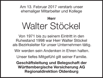 Anzeige von Walter Stöckel von OM-Medien