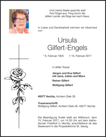 Anzeige von Ursula Gilfert-Engels von OM-Medien