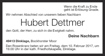 Anzeige von Hubert Dettmer von OM-Medien