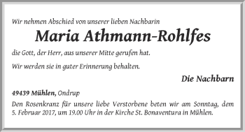 Anzeige von Maria Athmann-Rohlfes von OM-Medien