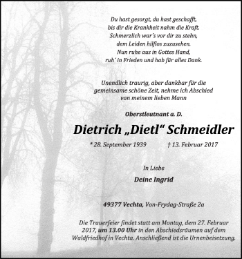 Anzeige von Dietrich Schmeidler von OM-Medien