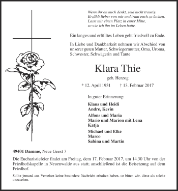 Anzeige von Klara Thie von OM-Medien