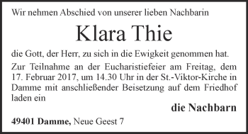 Anzeige von Klara Thie von OM-Medien