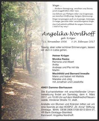 Anzeige von Angelika Nordhoff von OM-Medien