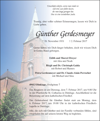 Anzeige von Günther Gerdesmeyer von OM-Medien