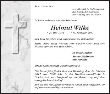 Anzeige von Helmut Wilke von OM-Medien