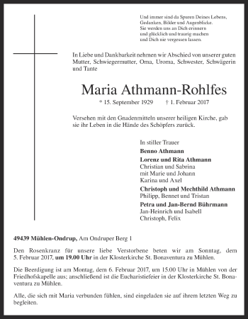 Anzeige von Maria Athmann-Rohlfes von OM-Medien