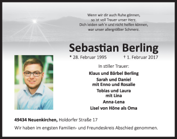 Anzeige von Sebastian Berling von OM-Medien