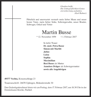 Anzeige von Martin Busse von OM-Medien