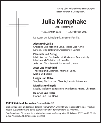 Anzeige von Julia Kamphake von OM-Medien