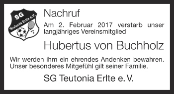 Anzeige von Hubertus von Buchholz von OM-Medien