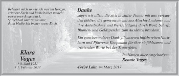 Anzeige von Klara Voges von OM-Medien