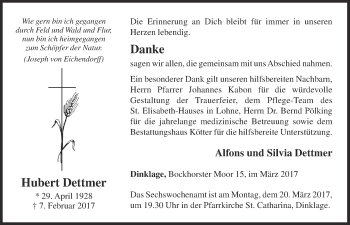 Anzeige von Hubert Dettmer von OM-Medien