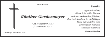 Anzeige von Günther Gerdesmeyer von OM-Medien