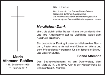 Anzeige von Maria Athmann-Rohlfes von OM-Medien