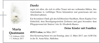 Anzeige von Maria Quatmann von OM-Medien