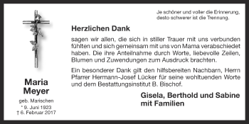 Anzeige von Maria Meyer von OM-Medien