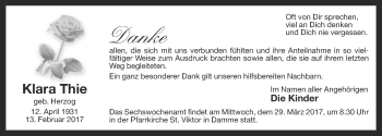 Anzeige von Klara Thie von OM-Medien