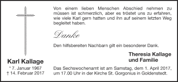 Anzeige von Karl Kallage von OM-Medien