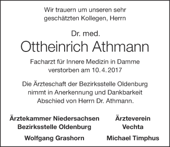 Anzeige von Ottheinrich Athmann von OM-Medien