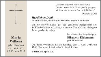 Anzeige von Maria Wilkens von OM-Medien