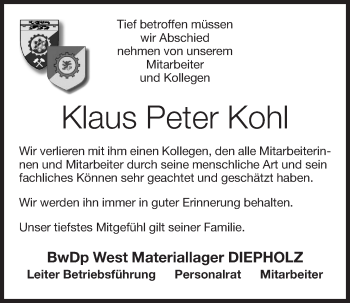 Anzeige von Klaus Peter Kohl von OM-Medien