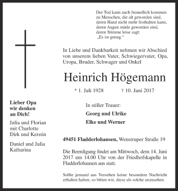 Anzeige von Heinrich Högemann von OM-Medien