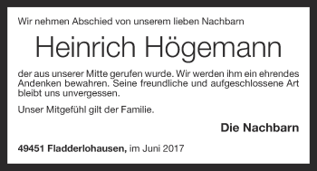 Anzeige von Heinrich Högemann von OM-Medien