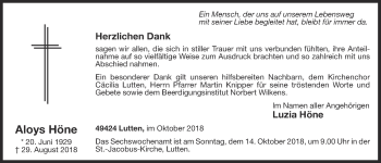 Anzeige von Aloys Höne von OM-Medien