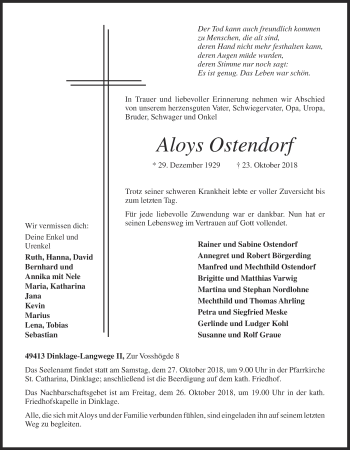 Anzeige von Aloys Ostendorf von OM-Medien