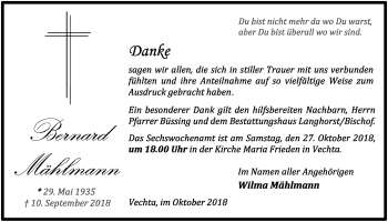 Anzeige von Bernard Mählmann von OM-Medien