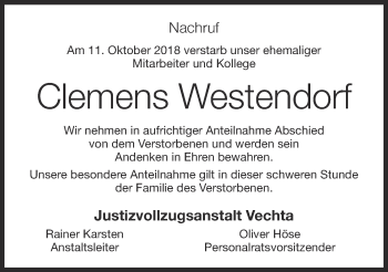 Anzeige von Clemens Westendorf von OM-Medien