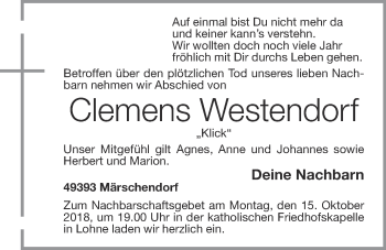 Anzeige von Clemens Westendorf von OM-Medien
