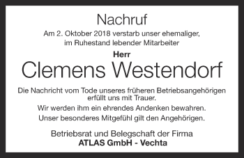 Anzeige von Clemens Westendorf von OM-Medien
