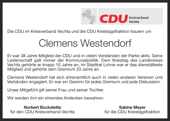 Anzeige von Clemens Westendorf von OM-Medien