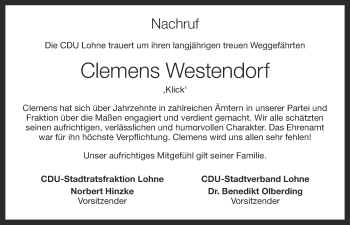 Anzeige von Clemens Westendorf von OM-Medien