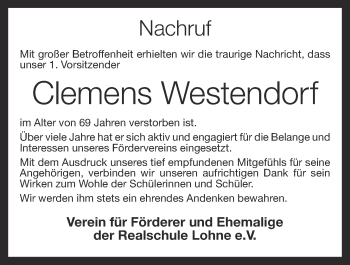 Anzeige von Clemens Westendorf von OM-Medien