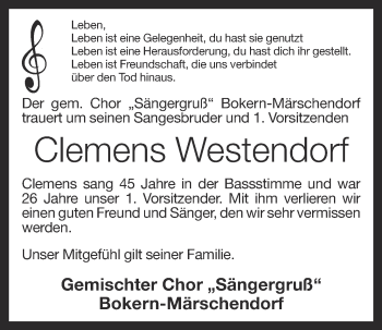 Anzeige von Clemens Westendorf von OM-Medien