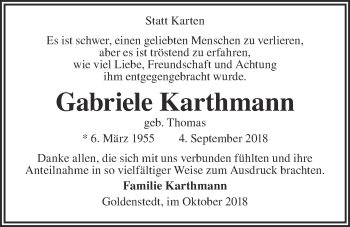 Anzeige von Gabriele Karthmann von OM-Medien