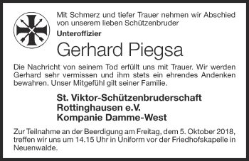 Anzeige von Gerhard Piegsa von OM-Medien