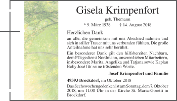 Anzeige von Gisela Krimpenfort von OM-Medien