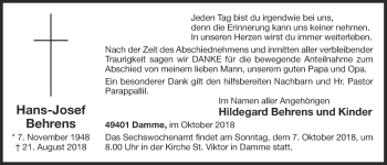 Anzeige von Hans-Josef Behrens von OM-Medien