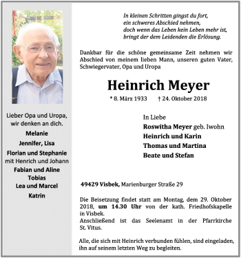 Anzeige von Heinrich Meyer von OM-Medien